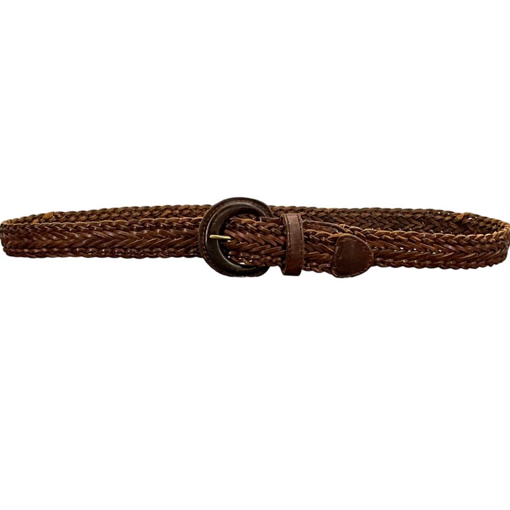 Vintage Western Brown Braided Woven Leather Belt Women 32”-36”